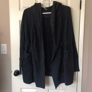 Free People sinch waist heavy cardigan with hood